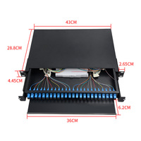 Kotak Terminal Tipe Laci SC UPC 24-Core 1U 19'' Rak Geser 24 Port Fiber Optik ODF Peralatan Fiber Optik Kapasitas Tinggi