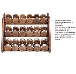 Pesas Libres de Lujo de Alta Gama en Acero Inoxidable Combinación de Mancuernas / Barras / Pesas Rusas para Potentes Sets de Fitness en Madera - Product Image 3