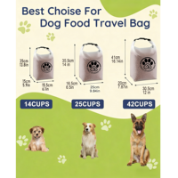 Sac de rangement pour nourriture pour chien Qiqu Custom Pet, 14/25/42 compartiments, idéal pour les voyages et le camping, imperméable