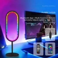 Lámpara de Escritorio RGB para Juegos, Luz Ambiental Curva con Sincronización Musical, Control Remoto por Aplicación, Efecto de Agua Corriente, Más de 100 Modos para Configuración de PC