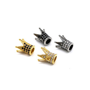 Perles entretoises couronne en acier inoxydable incrustées de diamants pour la fabrication de bracelets, apprêts de bijoux DIY, forme cylindrique GZY-PJ0300 - Product Image 1