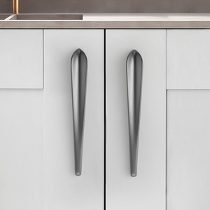 Furniture Handle Zinc Alloy Lever <b>Cabinet</b> Door Hardware Durable Contemporary Wardrobe Drawer Pull Gray Plated - Product Image 2