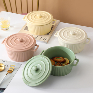 Cacerola de cerámica de grado Chef, juego de cuencos seguros para microondas y vapor con textura, utensilios de cocina comerciales con logotipo personalizado - Product Image 3