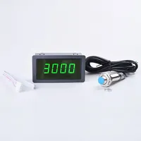 4-digital merah hijau biru LED pengukur kecepatan RPM Tachometer Hall Sensor jarak pengukuran 10-6. 9999RPM DC 8-15V rentang speedo