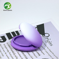 Mini boîte à coussinets dégradé violet, conteneur cosmétique ovale portable, coque de maquillage vide en plastique