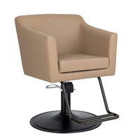Salon de beauté moderne de haute qualité meubles inclinables salon de coiffure brun hommes coupe de cheveux style chaise de barbier avec base en or