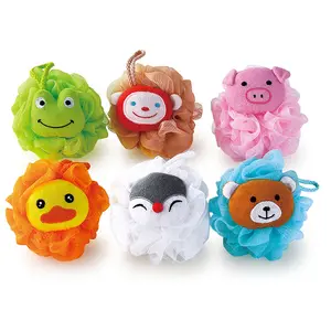 Bath Ball Eco-friendly Kids Bath Sponge Custom Cartoon Shape Baby Bath Sponge Natural Loofah Animal Bath Ball For Kids