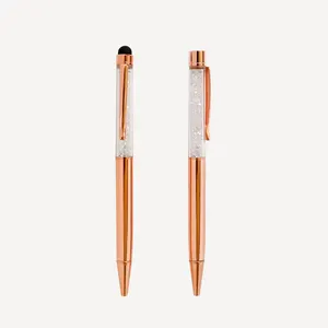 Rose Goud Capaciteit Touch Screen Crystal Metalen Pen Met Aangepaste Logo Pen Creatieve Pen Boligrafos Studenten Zoals