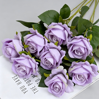 LUYI Flores Artificiales de Rosa Pequeña Hechas a Mano de Terciopelo Multicolor Realistas de Alta Calidad, 50 cm, Tacto Real, Clásicas para Bodas y Hogar