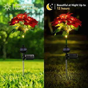 Luz LED Solar con Forma <span class=keywords><strong>de</strong></span> Flor <span class=keywords><strong>de</strong></span> Pascua Artificial, Resistente al Agua IP65, para Jardines, Céspedes y Patios Navideños - Product Image 4