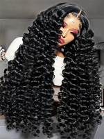 Peluca de Cabello Humano Natural con Ondas Profundas, Pelucas Frontales de Encaje de Cabello Humano Indio, Pelucas Frontales de Encaje HD sin Pegamento para Mujeres Negras