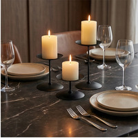 Ensemble de bougeoirs en métal noir mat pour bougies pilier, pour Noël et mariage