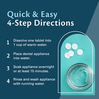 Limpiador Dental Nocturno, Tabletas Efervescentes para Limpieza de Retenedores y Dentaduras Postizas, Cuidado Bucal, 60 Tabletas