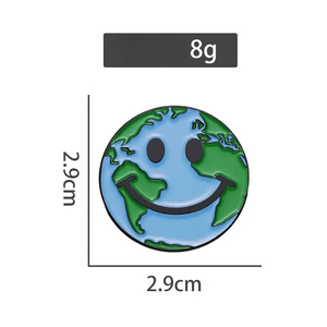 Nouvelle Broche Émail Visage Souriant Terre Écologique – Épinglette Planète Heureuse Sauvez la Planète – Mignonne Broche de Protection Environnementale – Badges - Product Image 5
