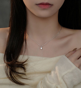 Collier avec pendentif rond en argent Sterling S925 pour femmes, chaîne de clavicule minimaliste, cadeau, bijoux en argent exquis et élégants - Product Image 4