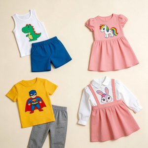 Baby T-Shirt Sets <b>Mixed</b> Colors Cartoon Printed Summer Outfits 0-12 Months Children's Clothes Ready to Ship - Product Image 1