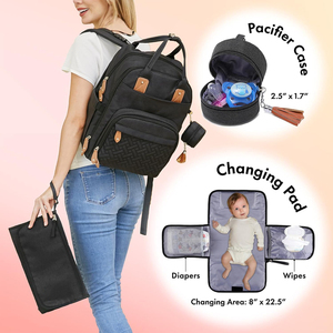 Mochila Pañalera para Bebé con Cambiador Portátil, Estuche para Chupón, Correas para Cochecito, Bolsa de Viaje para Mamá, Mochila Pañalera - Product Image 5