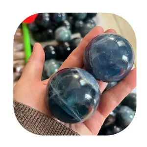 Sfere di cristalli curativi di alta qualità all'ingrosso sfera di cristallo di fluorite blu naturale dell'europa per la decorazione spirituale