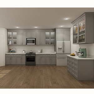 Il miglior layout della base dell'isola ad angolo in legno non finito progetta le porte dell'armadio shaker in rovere massello <span class=keywords><strong>cucina</strong></span> europea moderna - Product Image 2