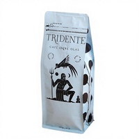 Emballage en plastique noir unique pour sac à fond plat avec poche zippée et valve pour café 250g