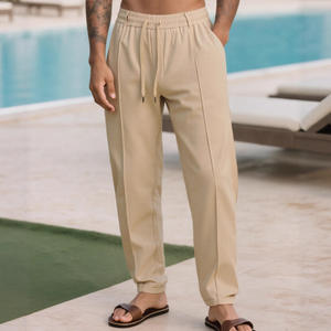 กางเกงวอร์มลำลองสำหรับบุรุษเอวยางยืดระบายอากาศได้ดีสีทึบทรงหลวมกางเกงขายาวสำหรับเล่นกีฬาในฤดูร้อน - Product Image 1