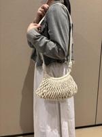 Sac de plage pliable en coton écologique avec fermeture à cordon, léger et durable, sac de shopping tissé multifonctionnel japonais