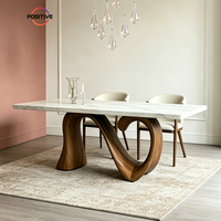 Table à manger moderne minimaliste en bois massif, plateau rectangulaire en marbre, base irrégulière, table de salle à manger pour le salon, meubles design