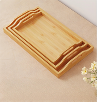 Plateau de Service en Bambou Naturel Durable avec Poignées, Vaisselle Jetable pour Service Alimentaire et Décoration Intérieure pour Fêtes