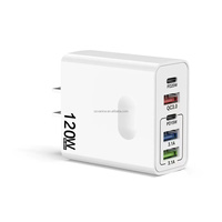 Chargeur USB-C 120W 5 ports avec prise EU/US, charge rapide super rapide, chargeur de téléphone portable USB-C 120W Type C pour Xiaomi/Samsung