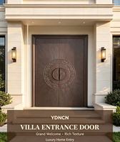 Porte d'entrée double de luxe YDNCN en aluminium moulé, design européen profondément sculpté et embossé, résistante à l'eau, pour villa et appartement