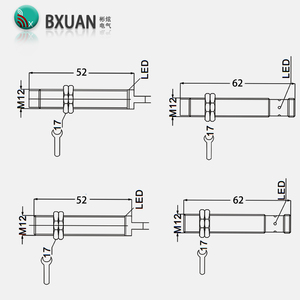 BXUAN M12 4ワイヤ出力PNP NO NC検出距離4mm誘導赤外線スイッチ円筒近接センサー - Product Image 4