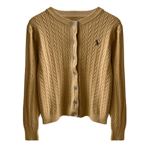 Cardigan rétro en tricot torsadé pour femme, col rond, taille unique, coupe ample, couleur unie, en polyester, pour l'automne, l'hiver et le début du printemps - Product Image 4