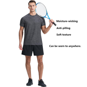 T-shirt de sport en polyester à manches courtes et à col rond en tissu cationique pour homme T-shirt évacuant l'humidité avec logo personnalisé pour homme - Product Image 3