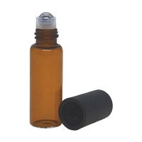 Conteneur d'huile essentielle à paroi ambrées, 10ml, épais, 10 pièces, bouteille en verre avec boule à bille en acier