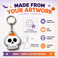 Porte-clés personnalisé en PVC souple pour Halloween, étanche, idéal pour cadeau promotionnel, souvenir, breloque de sac, ou événementiel