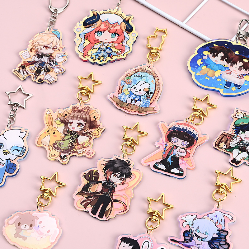 Custom Acrylic Keychain Cartoon Clear Glitter