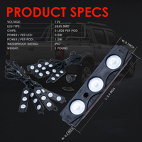 Kit d'éclairage de lit de camion à LED blanches 8 pods système d'éclairage de cargaison avec interrupteur étanche Underglow Rock Lights pour pick-up Van SUV