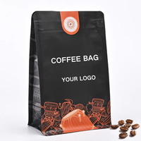 Sachet de café à fond plat avec valve de dégazage unidirectionnelle, personnalisé avec logo imprimé, pour 1 kg de grains de café