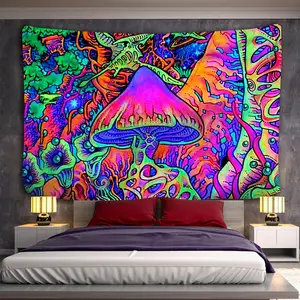 Champignon psychédélique Mandala tapisserie tenture murale bohème gitane sorcellerie tapisserie