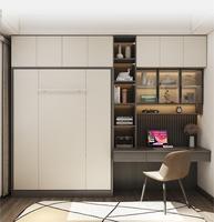 Horizontal pliant loin dépliable gain de place étude mur lit escamotable lits cachés invisibles avec armoire à livres Table de bureau d'ordinateur