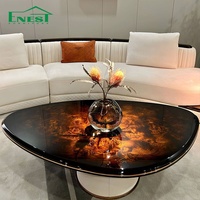 Canapé italien de luxe grand format incurvé avec tables d'appoint intégrées et table ronde – Mobilier clé en main pour projets de villas et de manoirs