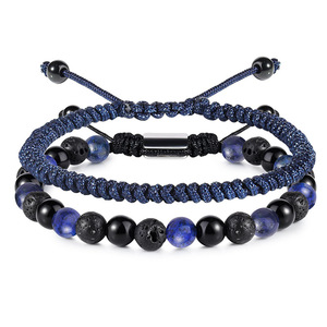 Hand-Woven Natural Stone Beaded <b>Bracelet</b> <b>Adjustable</b> For Men's Fashion Jewelry Gift Yiwu Origin YM-0618 - Product Image 2