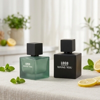 Flacon de parfum carré givré de luxe en verre de haute qualité, design personnalisé, vide, 30 ml, 50 ml, 100 ml, avec boîte