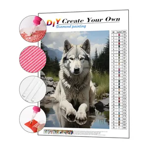 5d DIY Diamant Peinture Kit Plein Carré Foret Forêt Loup Diamant Peinture Animaux Série