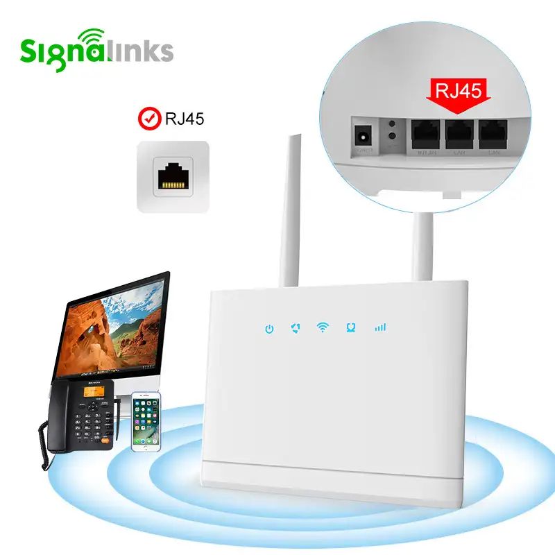 Signalinks 300 150mbps RJ45/RJ11 Wifi راوتر لاسلكي 3G 4G Lte CPE سيم واي فاي جهاز توجيه ببطاقة SIM فتحة