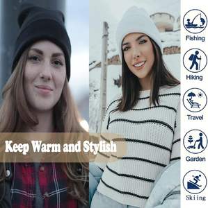 Bonnet Jacquard 100% Acrylique pour Femme et Homme, Bonnet de Ski, Bonnet à Revers Uni, Tricot Doux, Bonnet de Pêcheur, Chapeau d'Hiver - Product Image 6