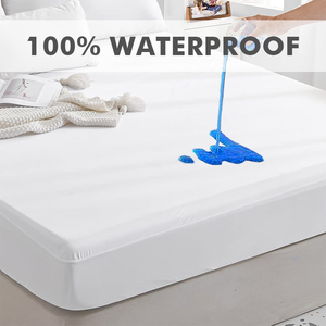 Funda protectora de colchón antimicrobiana, protector de colchón de punto resistente al agua, antialérgico, 100% poliéster - Product Image 3