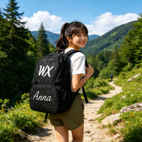Sac à dos léger en polyester scintillant pour le sport et les voyages, avec logo en strass, idéal pour la danse et le cheerleading des filles