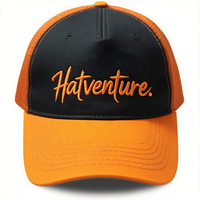 Casquette de baseball respirante en maille pour homme, personnalisée, à 5 panneaux, bicolore, avec logo brodé, style camionneur