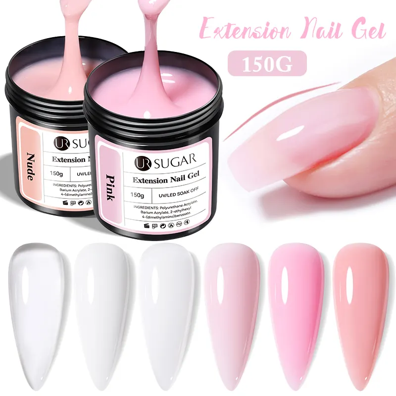 Zucchero 150g Gel duro costruttore di unghie rosa bianco estensione per unghie Gel vernice per unghie Gel costruzione Gel per salone